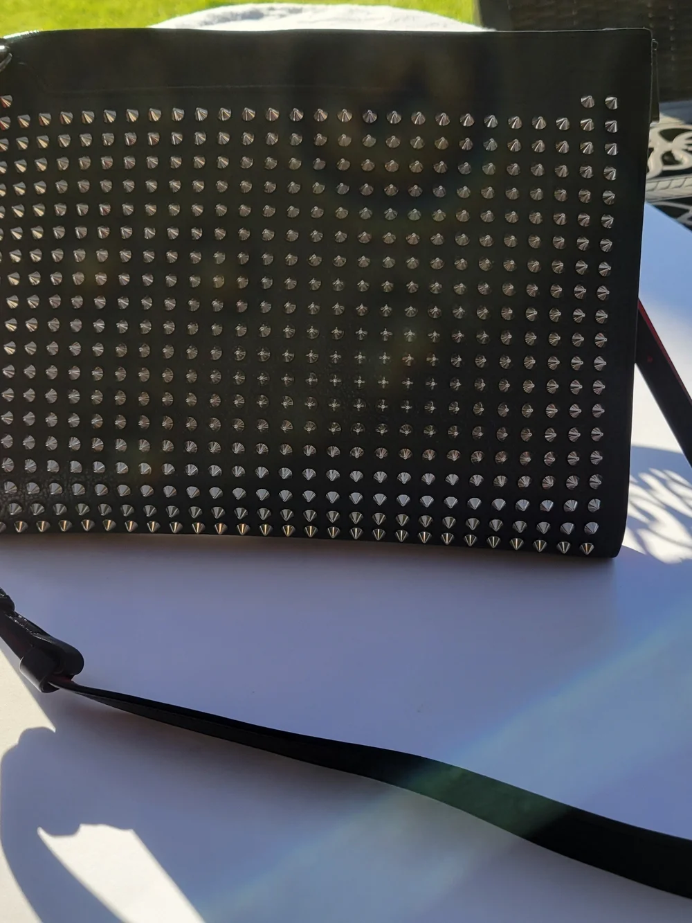 Christian Louboutin Black Studded Leather Crossbody/Clutch "'AUTHENTIC" - Picture 6 of 14